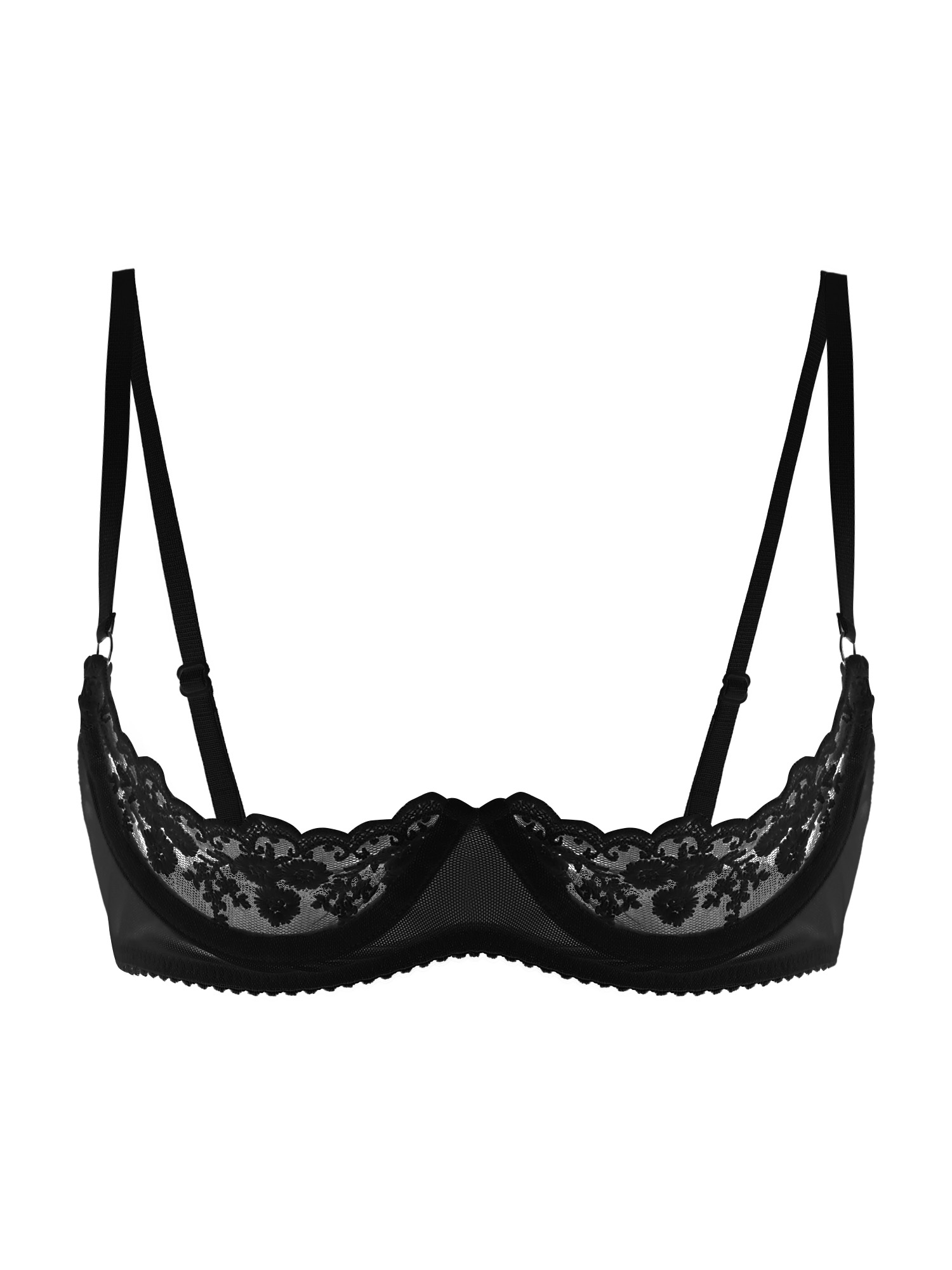 Sheer Mesh Bra - Soutien-gorge sexy à bonnets ouverts pour